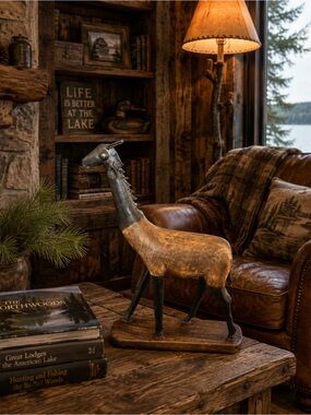 Charles Marcak’s Metal and Wood Llama Sculpture - Home Accents